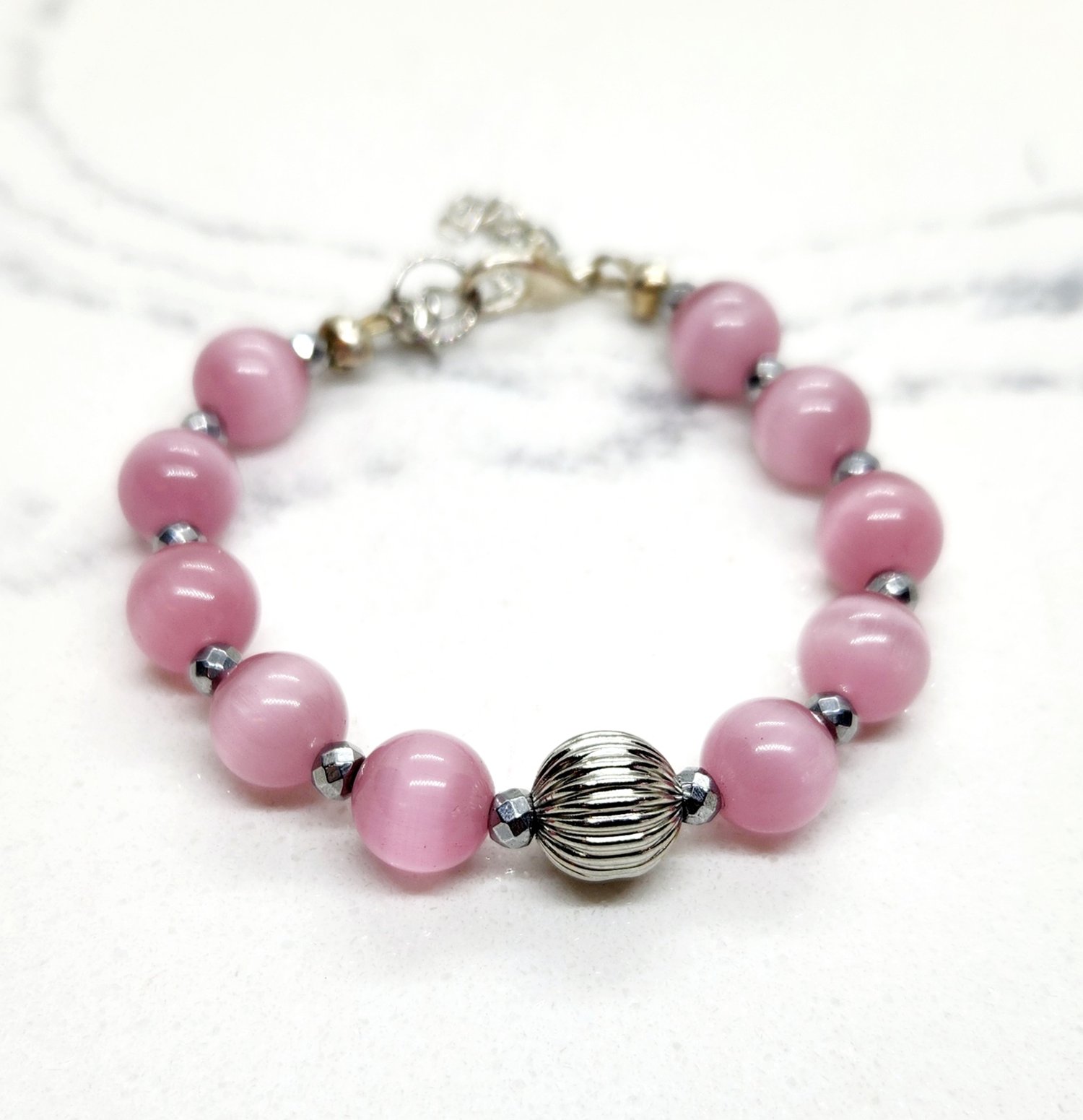 Image of Pink Cat Eye Quartz Bracelet