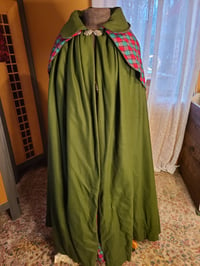 Image 4 of Green Kinsale Cloak with Plaid lining