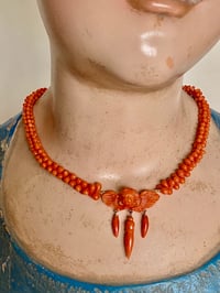 Image 3 of ANTIQUE CORAL CUPID NECKLACE