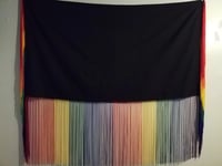 Image 4 of Black Dance Shawl w/Rainbow Fringe  - Native American 
