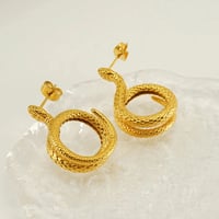 Image 3 of 18K Gold Plated Coil Snake Earrrings