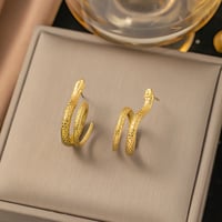 Image 1 of 18K Gold Plated Coil Snake Earrrings