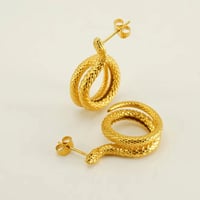 Image 2 of 18K Gold Plated Coil Snake Earrrings