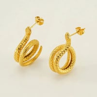 Image 4 of 18K Gold Plated Coil Snake Earrrings