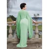 Vintage Green Ruffled Sheer "Selene" Dressing Gown 