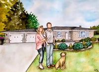 Image 2 of Watercolor Family Portrait with House