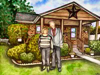 Image 1 of Watercolor Family Portrait with House