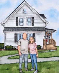 Image 3 of Watercolor Family Portrait with House