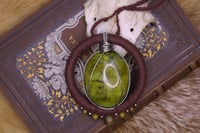 Image 2 of Brown hemp pistachio opal necklace