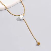 Image 2 of 18K Gold Plated Faux Pearl Y Shape Necklace