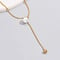 Image of 18K Gold Plated Faux Pearl Y Shape Necklace