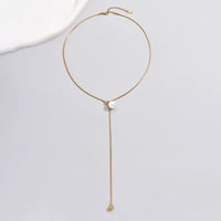 Image 1 of 18K Gold Plated Faux Pearl Y Shape Necklace