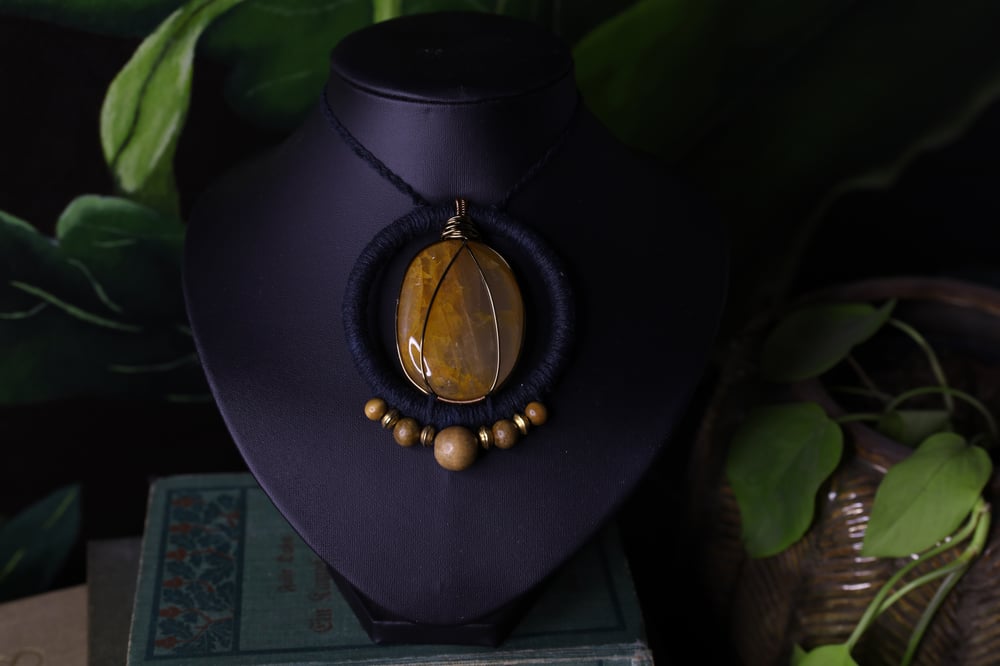 Image of Black hemp golden healer necklace