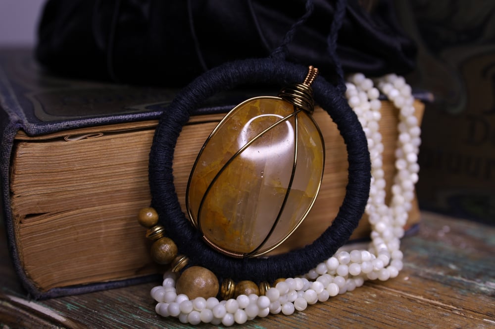 Image of Black hemp golden healer necklace