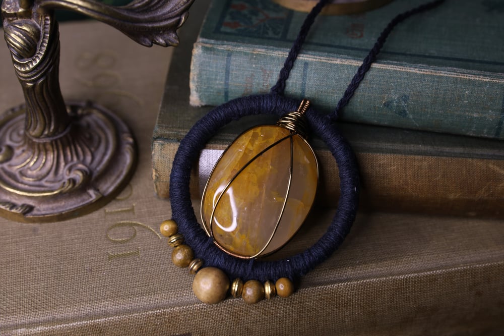 Image of Black hemp golden healer necklace