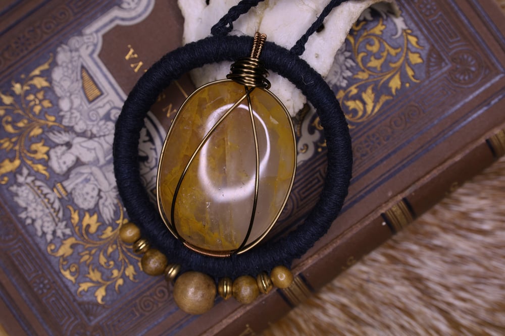 Image of Black hemp golden healer necklace