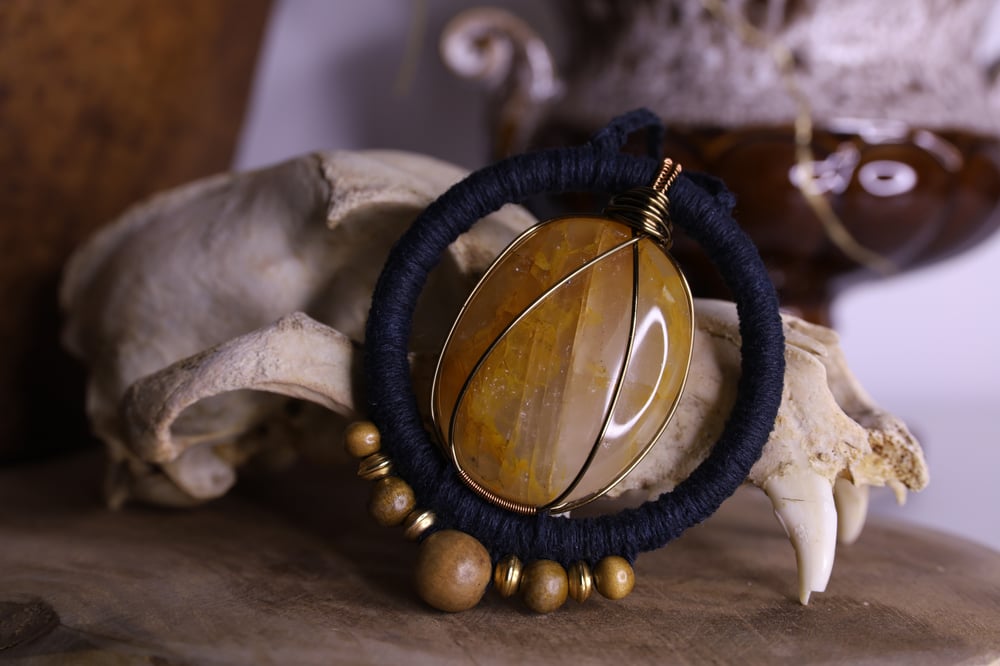 Image of Black hemp golden healer necklace