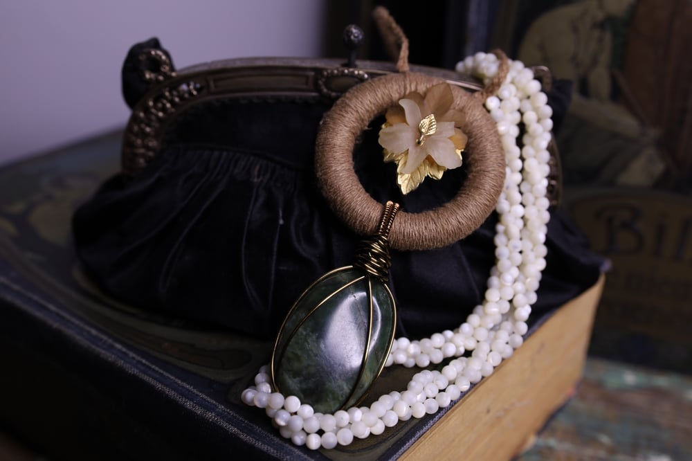 Image of Beige hemp jade nephrite necklace