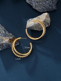 Image 3 of 18K Gold Plated Double Hoop Earrings 