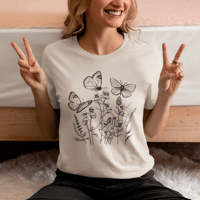 Image 1 of Goose Creek Co Wildflower Butterflies - Unisex T-shirt