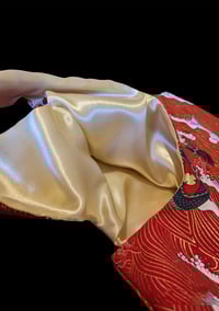 Image 4 of Japanese Dragon Red & Gold Sea Waves Knot Bag 