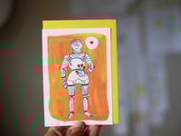 Image 2 of Knight With Roses Greeting Card - Knightly Love Poem on Back