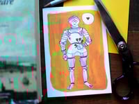 Image 1 of Knight With Roses Greeting Card - Knightly Love Poem on Back