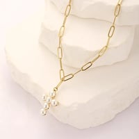 Image 2 of 18K Gold Plated Artificial Pearl Pendant Necklace