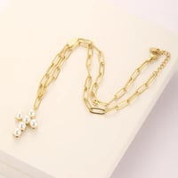 Image 4 of 18K Gold Plated Artificial Pearl Pendant Necklace