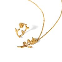 Image 3 of 18K Gold Plated Rose Necklace and Ring Set