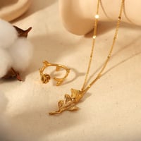 Image 2 of 18K Gold Plated Rose Necklace and Ring Set