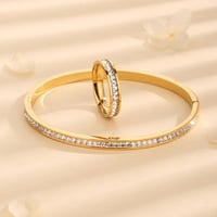 Image 1 of 18K Gold Plated Rhinestone Bracelet and Ring Set