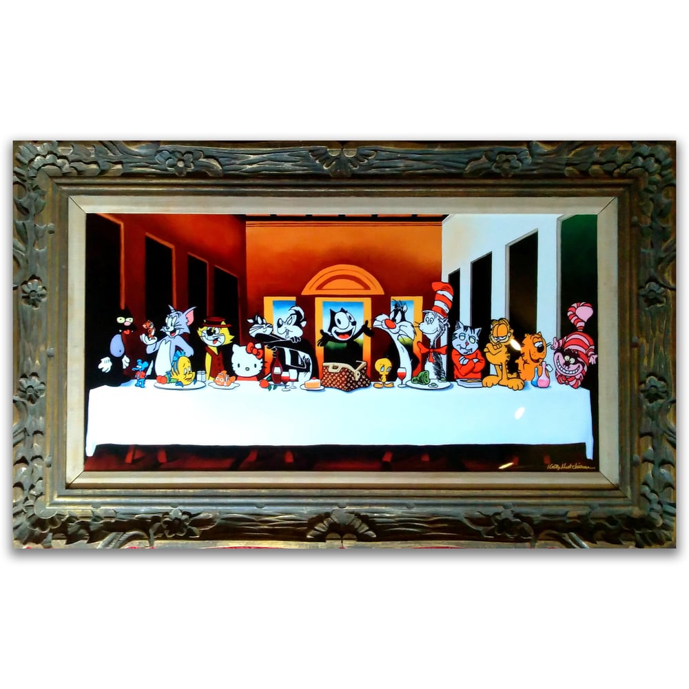 Last Supper of Cats - SPECIAL EDITION - framed metal print