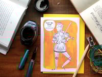 Image 3 of 'Let's Celebrate!' German Knight With Viola 'Greeting Card - Story on Reverse