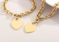 Image 1 of 18K Gold Plated Heart Necklace and Bracelet Set