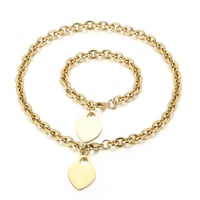 Image 3 of 18K Gold Plated Heart Necklace and Bracelet Set