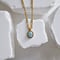 Image of 18K Gold Plated Stone Inlay Figaro Chain Necklace 