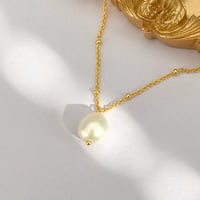 Image 1 of 18K Gold Plated Sterling Silver Freshwater Pearl Necklace 