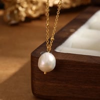 Image 3 of 18K Gold Plated Sterling Silver Freshwater Pearl Necklace 