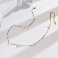 Image 2 of 14K Gold Plated Clear Bead Necklace