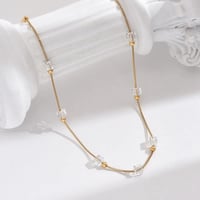 Image 1 of 14K Gold Plated Clear Bead Necklace