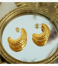 Image 1 of 18K Gold Plated Hammered Earrings 