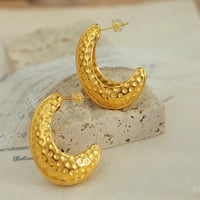 Image 3 of 18K Gold Plated Hammered Earrings 