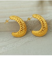 Image 2 of 18K Gold Plated Hammered Earrings 