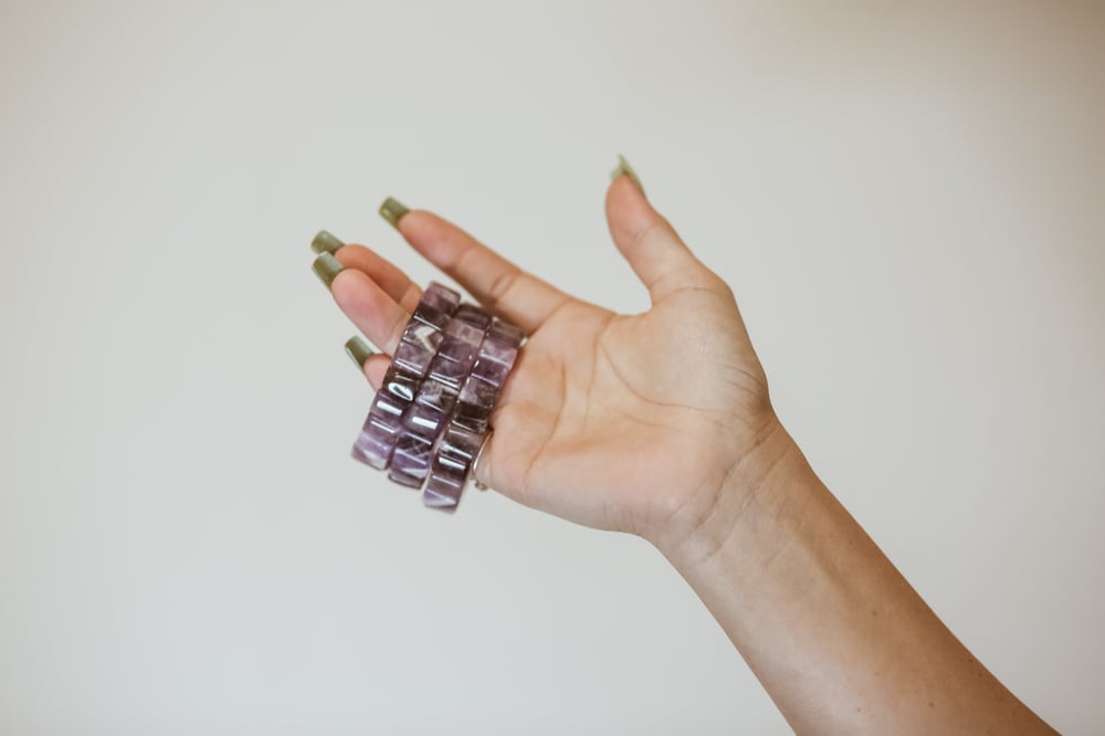 Image of Amethyst tumbled crystal bracelet 