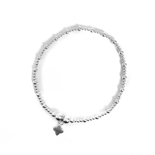 Image of Sterling Silver Clover Charm Bracelet 