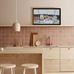 Image of Mid Century, Swedish Painting, Little Houses, CALLE JOHANSSON