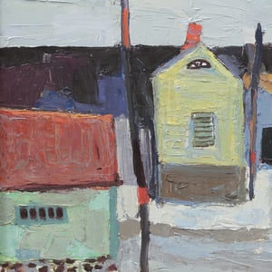 Image of Mid Century, Swedish Painting, Little Houses, CALLE JOHANSSON