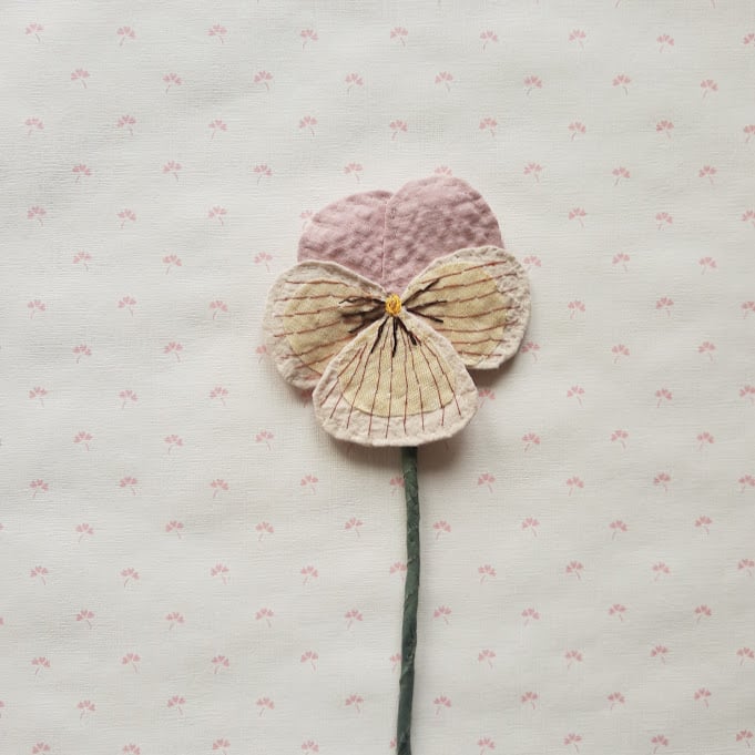 Image of Dusty Rose and Cream fabric Pansy