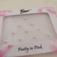 Image 1 of White Pearl Bindis with silver beads